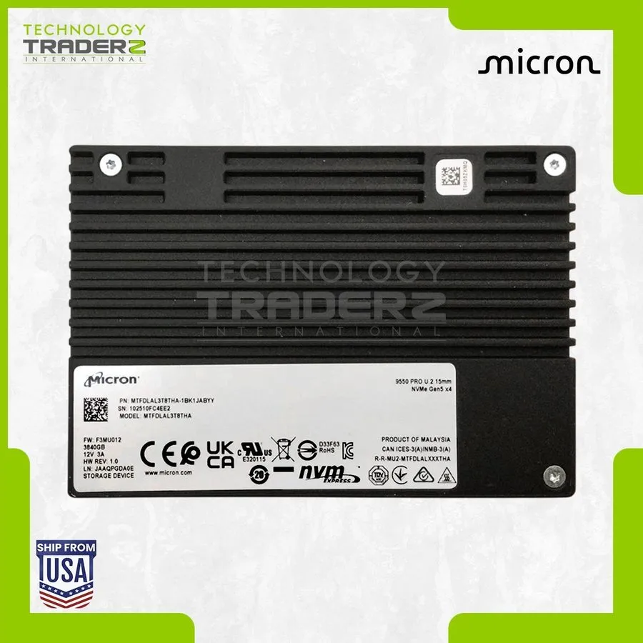 SSD-накопитель Micron 9550 PRO 3.84TB U.2 NVMe PCIe 5.0 SSD MTFDLAL3T8THA