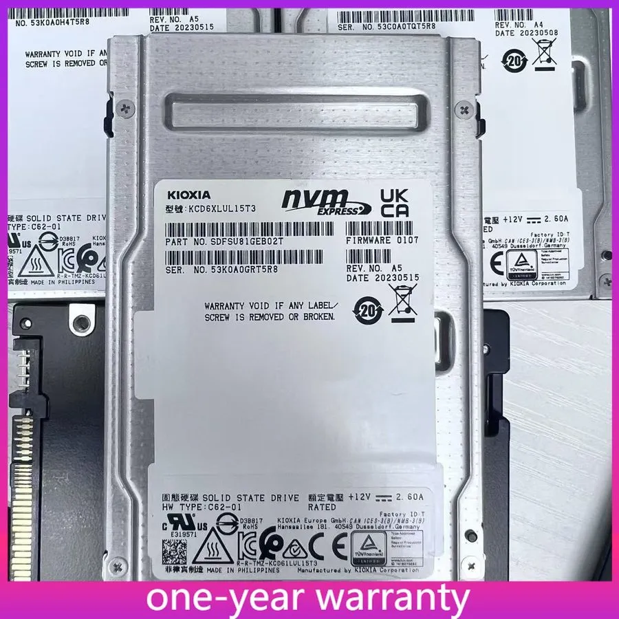 SSD-накопитель Kioxia CD6 KCD6XLUL15T3 15.36TB PCIe Gen 4.0 X4 8GB/s 1DWPD U.2 N