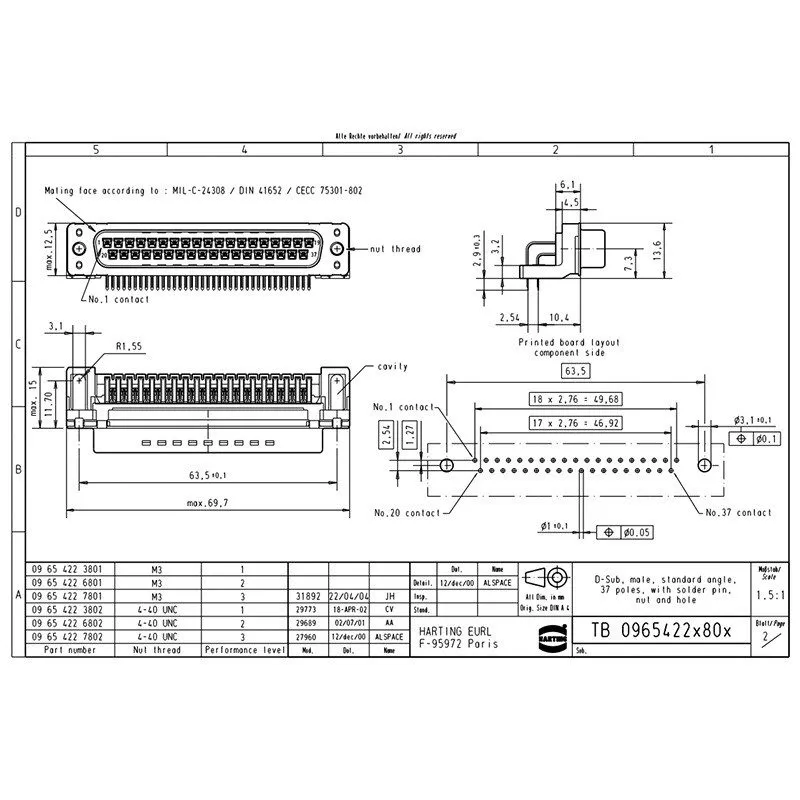 Разъём HARTING Male Connector 09654226802