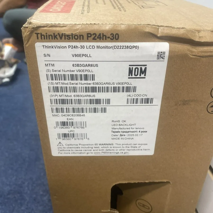 Монитор Lenovo ThinkVision P24h-30 Monitor 16:9 FHD 23.8" IPS WLED + 3 YR — фото лота 1