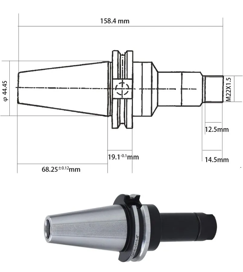 Режущий инструмент CAT40 Tool Holder ER16 Collet Chuck Set length 4"/100mm CAT40 — фото лота 1