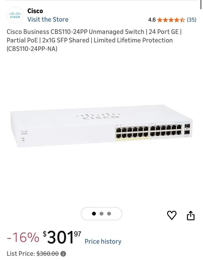 Коммутатор Cisco CBS110-24T Unmanaged 24-Port Gigabit Ethernet Switch
