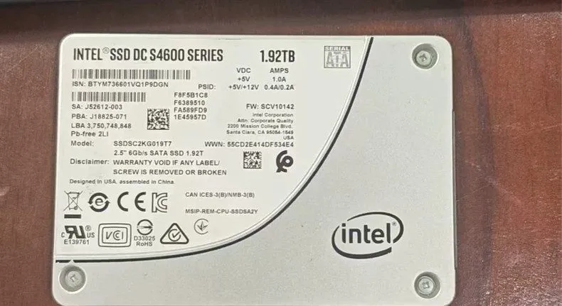 SSD-накопитель Intel DC S4600 1.92TB 2.5" Enterprise SATA SSD SSDSC2KG019T7 Dell