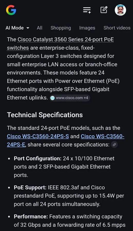 Коммутатор Cisco Catalyst WS-C3560-24PS-S 24-Port 10/100 POE Fast Ethernet Switc