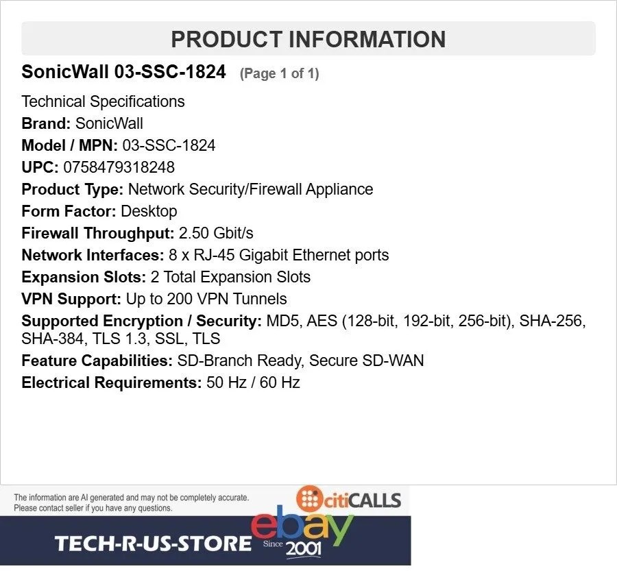 Межсетевой экран SonicWall TZ280 Firewall (Gen 8), Appliance only 03-SSC-1824 — фото лота 2