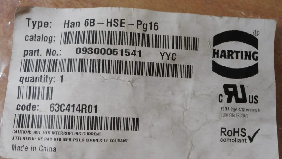 Разъём Harting 09300061541 YYC Connector Hood HAN 6B-HSE-Pg16