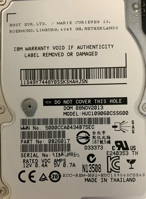 Жёсткий диск IBM 85Y5864 00Y2683 00L4521 3546 600GB 10k SAS 2.5" SFF V7000 HDD H — фото лота 3