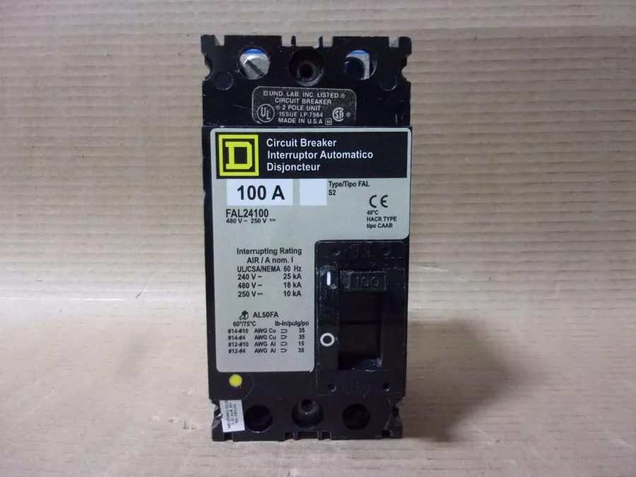 Автоматический выключатель Square D FAL FAP FAL24100 2 Pole 100 Amp 480V CIRCUIT