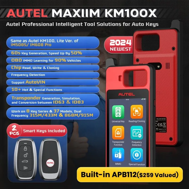 Диагностический сканер 2026 Autel Scanner MaxiIM KM100E Key Fob Programming Tool