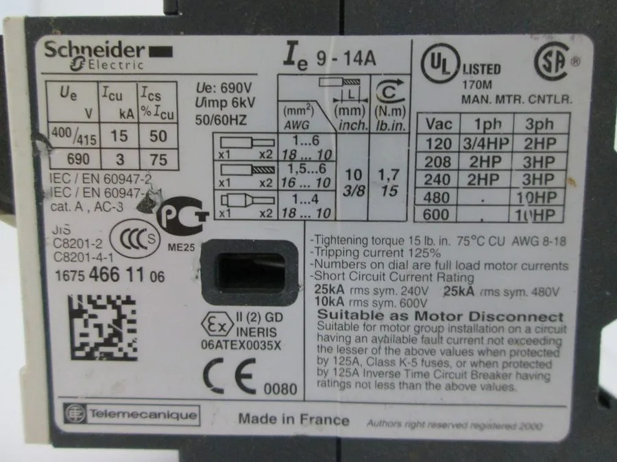 Автоматический выключатель Telemecanique GV2ME16 Motor Starter Circuit Breaker 9