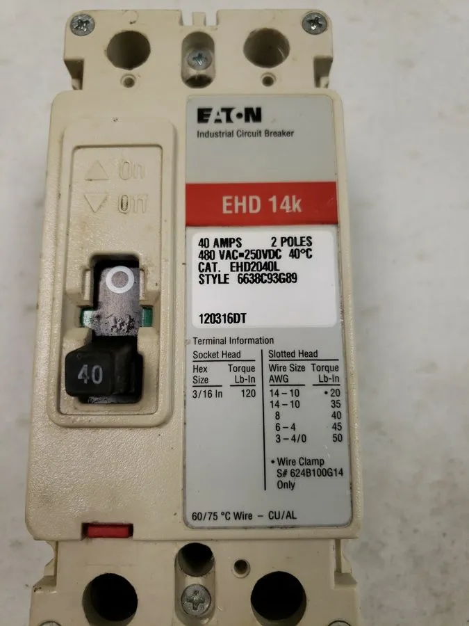 Автоматический выключатель Eaton EHD2040 Molded Case Circuit Breaker, EHD Series