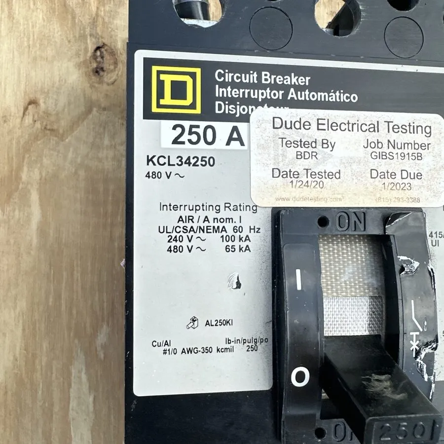 Автоматический выключатель SQUARE D KCL34250 250A 3-POLE 480V CIRCUIT BREAKER PE