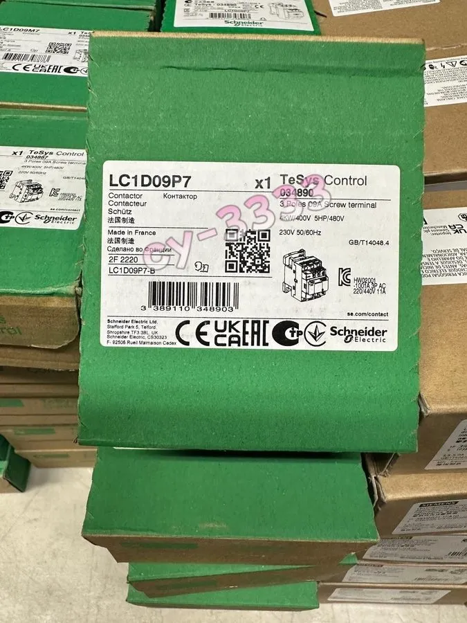 Контактор SCHNEIDER ELECTRIC LC1D09P7 TESYS D CONTACTOR 9A 3-POLE 230V AC COIL 4
