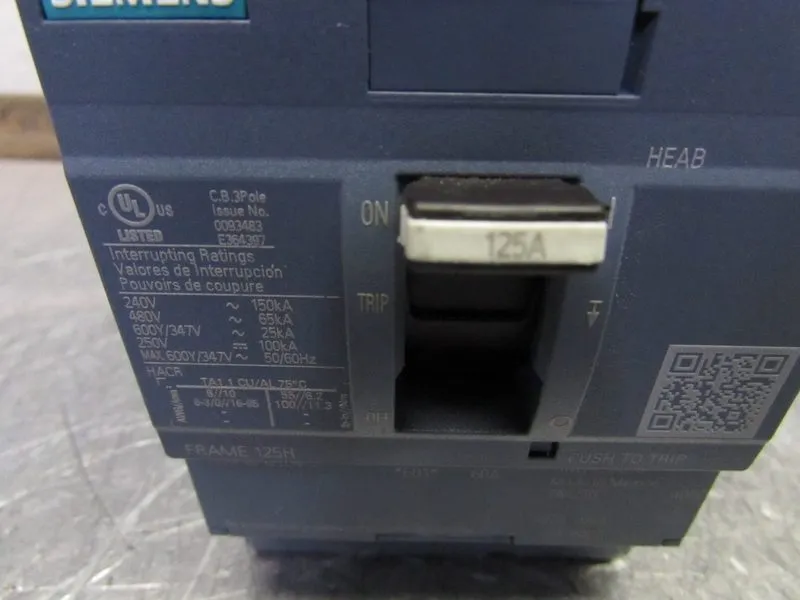 Автоматический выключатель Siemens 3VA4112-4ED34-0AA0 3 Pole, 125 Amps, 480 Volt — фото лота 3