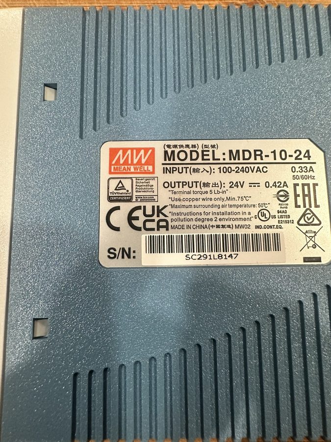 Блок питания Mean Well MDR-10-24 DIN Rail Power Supply, 24V 0.42A, 10W, 100–240V