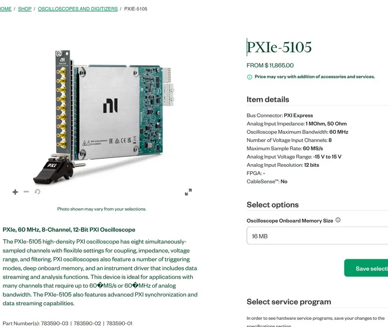 Осциллограф National Instruments PXI-5105 12Bit 60MS/s