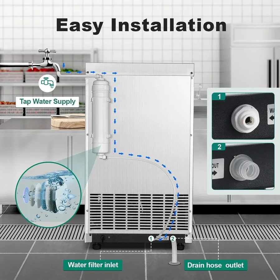 Льдогенератор 100LB/24H Commercial Ice Maker Under Counter Freestanding Self-Cle