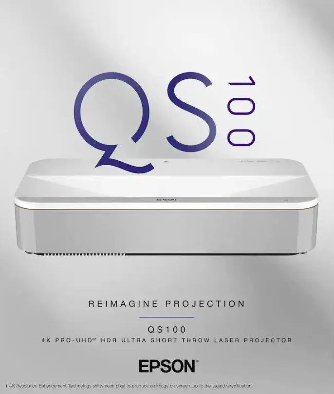Проектор Epson QS100 4K PRO-UHD HDR 3LCD Ultra Short Throw Laser Projector White