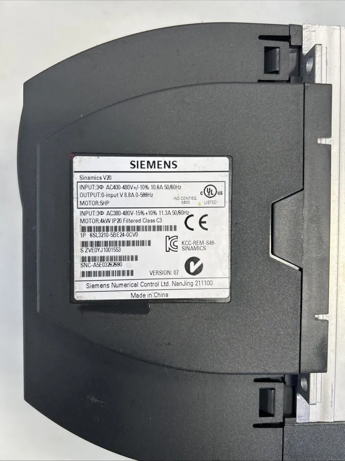 Частотный преобразователь Siemens SINAMICS V20 6SL3210-5BE24-0CV0 5HP 4kW 480V 3 — фото лота 2
