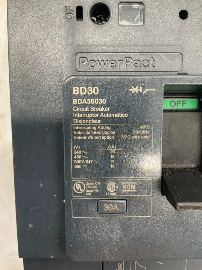 Автоматический выключатель Square D BDA36030 ILine PowerPact Circuit Breaker 30A