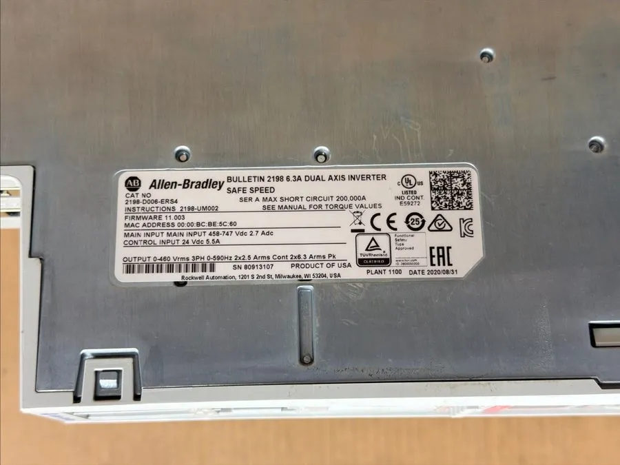 Сервопривод Allen Bradley 2198-D006-ERS4 Kinetix 5700 Dual Axis Inverter Safe Sp