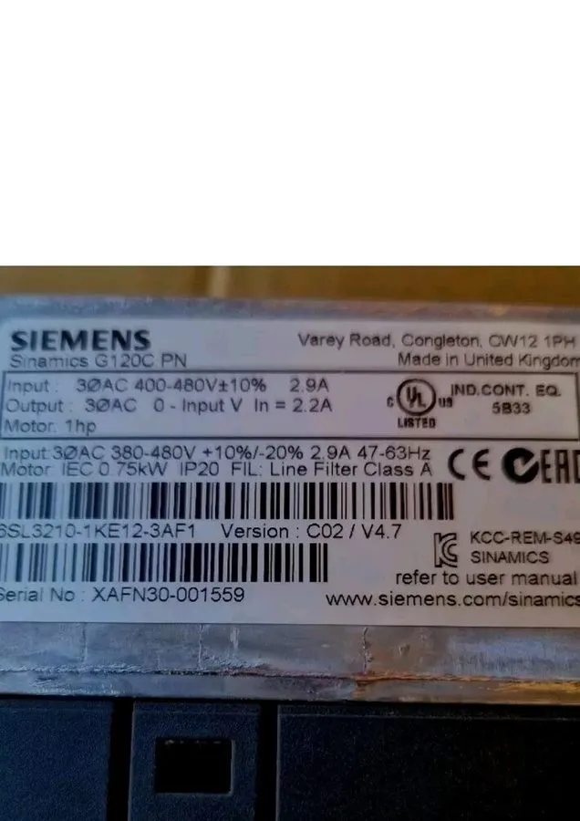 Частотный преобразователь Siemens Sinamics G120C PN Variable Frequency Drive 0.7