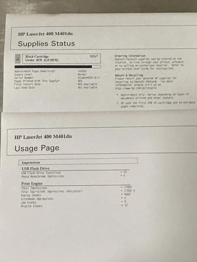 Лазерный принтер HP LaserJet Pro 400 M401dn Laser Printer Power Cord And USB Tra