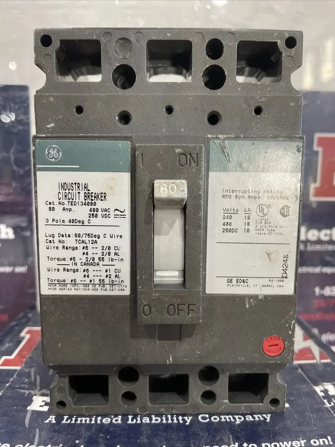 Автоматический выключатель GE TED134080 Circuit Breaker 80A 3P 480V AC 250V DC