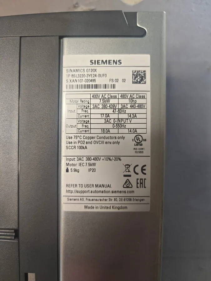 Частотный преобразователь Siemens 6SL3220-3YE24-0UF0 Sinamics G120X
