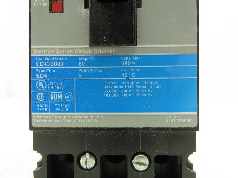 Автоматический выключатель Siemens Sentron ED43B080 Circuit Breaker 80A 3-Pole 4