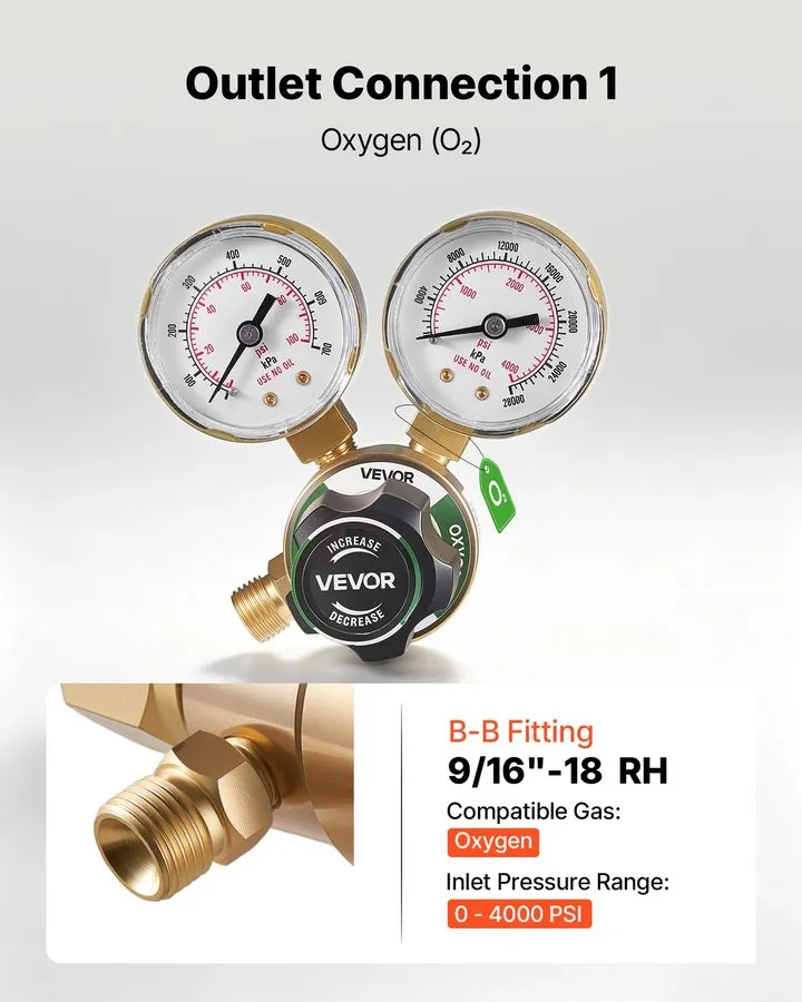 Трубопроводная арматура VEVOR Oxygen Acetylene Regulator Set Welding Gas Regulat — фото лота 2