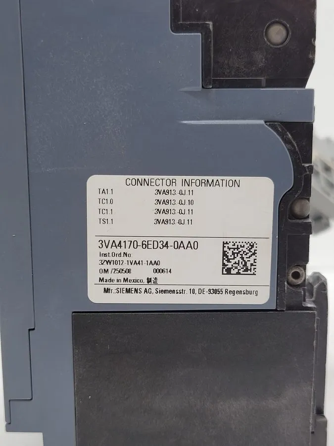 Автоматический выключатель 3VA4170-6ED34-0AA0 SIEMENS 3 POLE 70A 480V 65kA CIRCU