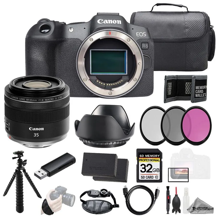 Объектив Canon EOS R8 + RF 24-105mm f/4L IS USM Lens+32GB+Ext Bat+ Filter-Kit