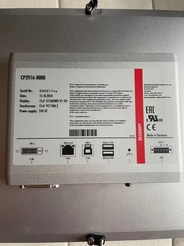 Промышленный компьютер Beckhoff CP2916-0000 Panel PC 15.6in Touchscreen 24 Vdc