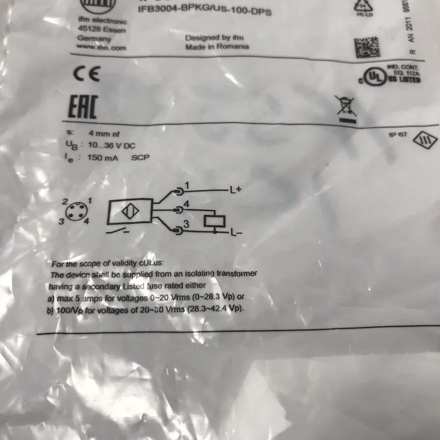 Датчик приближения Ifm IF5539 IFB3004-BPKG/US-100-DPS Inductive Proximity Sensor — фото лота 2