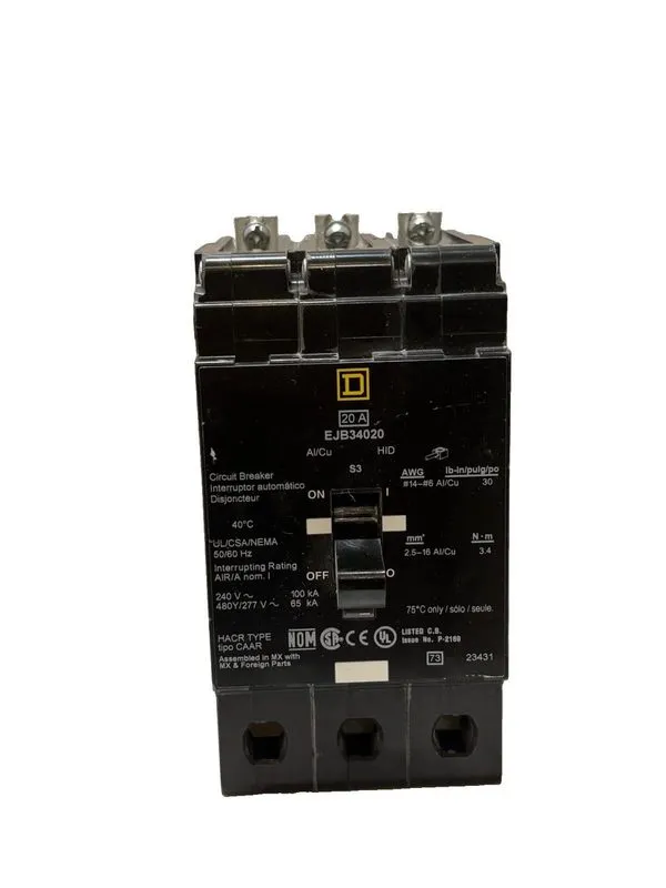 Автоматический выключатель Square D EJB34020 3pole 20amp 480v circuit breaker ty — фото лота 2