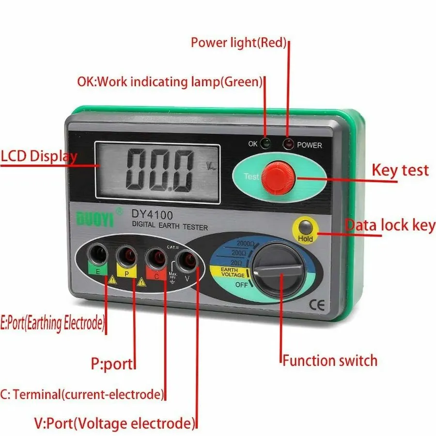 Тестер Higher Accuracy Resistance Tester Megger Meter 0-2000Ω Insulation Tester  — фото лота 2
