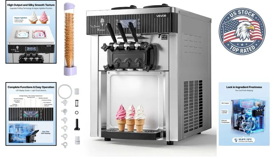 Оборудование для общепита TECSPACE 20-28L/H Commercial Soft Ice Cream Machine 22