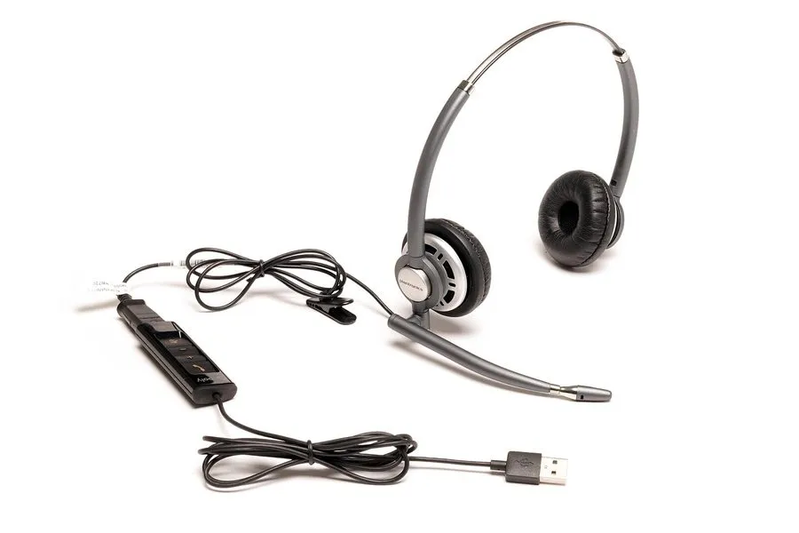 Plantronics Encore Pro HW720 Binaural Headset + Poly DA80 USB Audio Processor