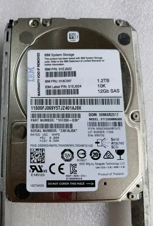 Жёсткий диск IBM 1.2TB 10K RPM 12Gbps 2.5" SAS HDD Hard Drive 01AC597 01EJ022 01