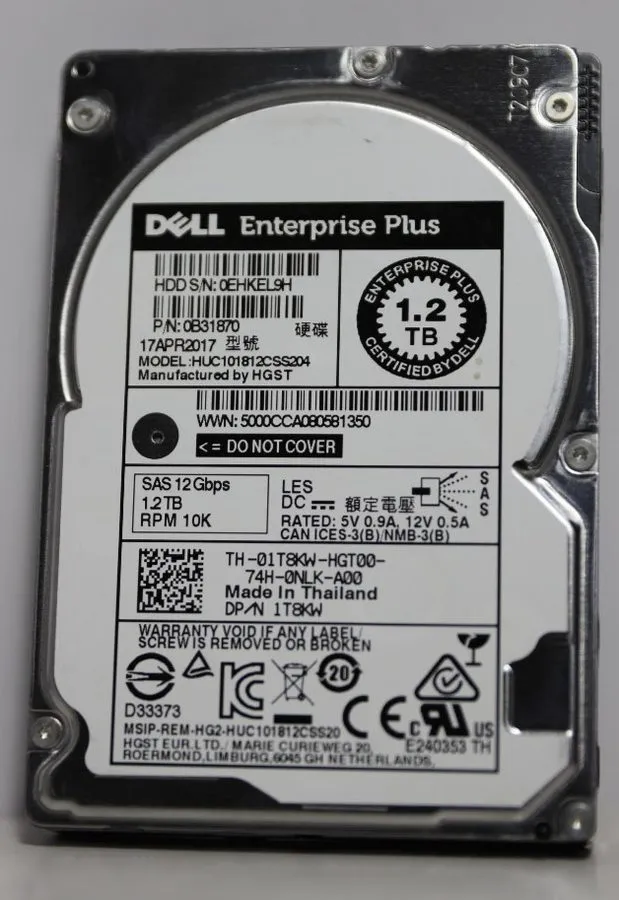 Сервер 1T8KW DELL 1.2TB SAS 2.5" 10K 12Gb/s HUC101812CSS204 0B31870 SERVER HDD