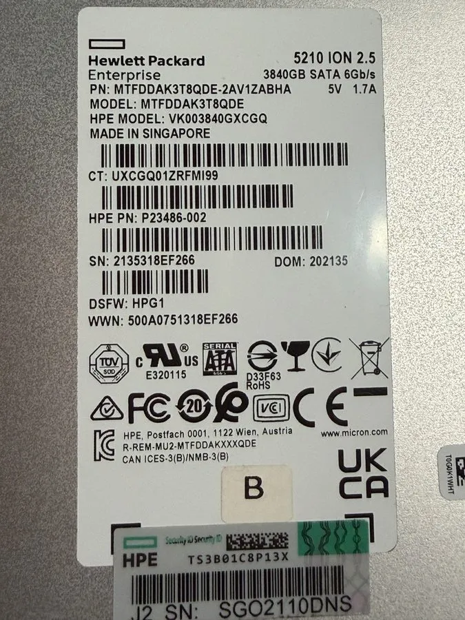 SSD-накопитель Lenovo MICRON 5210 ION 3.84TB SATA 6GB/S 2.5in 3840GB SSD MTFDDAK