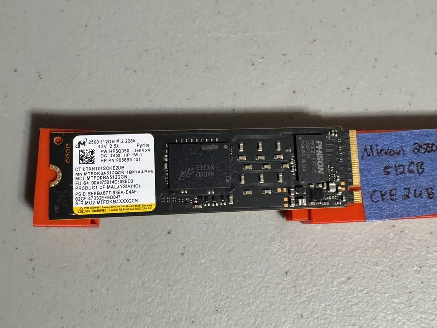 SSD-накопитель Micron 2500 512GB NVMe M.2 2280 SSD PCIe Gen 4x4 MTFDKBA512QGN SN