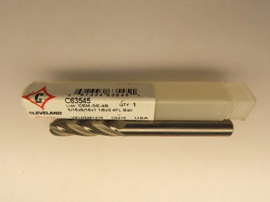 Режущий инструмент Cleveland C63545 Solid Carbide Ball Nose End Mill 5/16, 4 Flu — фото лота 2