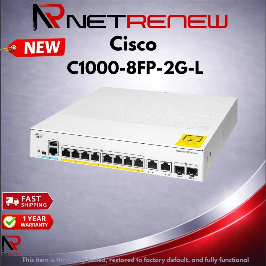 Коммутатор Cisco C1000-8FP-2G-L Catalyst 1000 8-Port Gigabit PoE+ Managed Switch