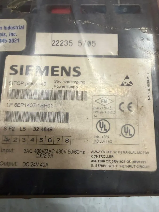 Блок питания Siemens Sitop Power 40 6EP1437-1SH01 Power Supply — фото лота 1