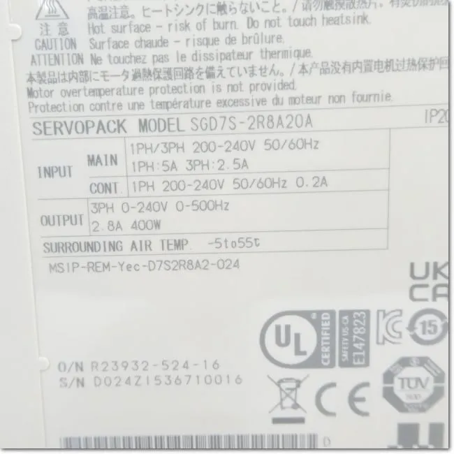 Сервопривод YASKAWA SGD7S-2R8A20A ac servo drive servopack