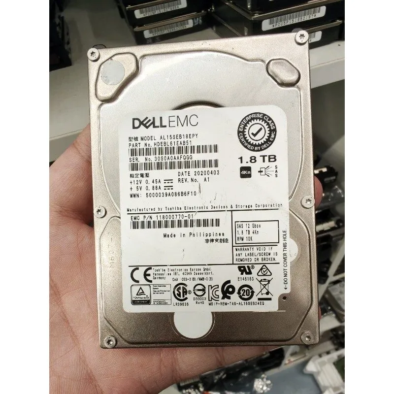 Жёсткий диск Lot: 3 Dell EMC-brand Toshiba 1.8TB HDD 10K RPM, SAS 12Gb/s 2.5", A