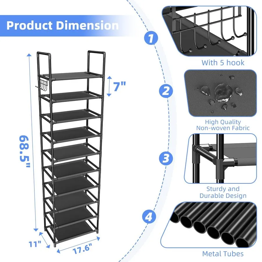 Режущий инструмент 10-Tier Shoe Rack Shelf Storage Organizer