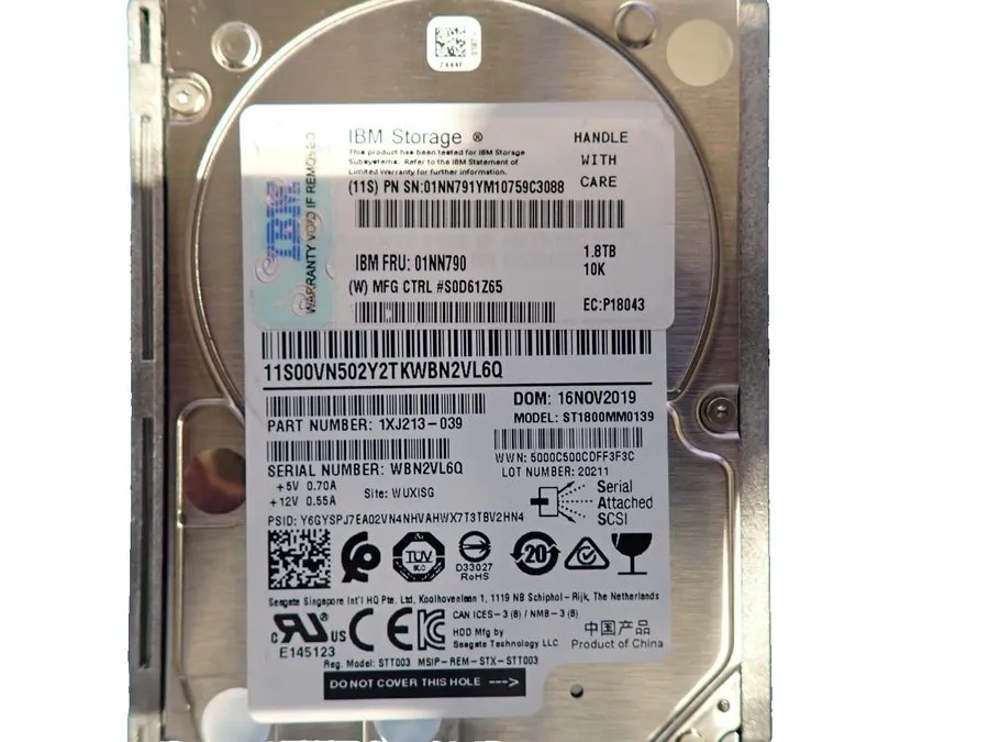 Жёсткий диск IBM 01NN790 01NN791 1.8TB 10K 2.5" SAS 12Gbps Storwize V3700 Storag